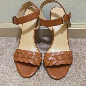 MICHAEL Michael Kors Tan Braided Leather Ankle-Strap Sandals